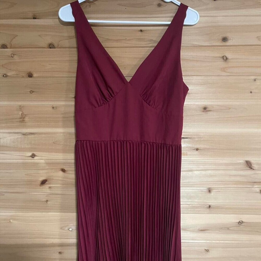 Burgundy Pleated Maxi Dress With E 42 E